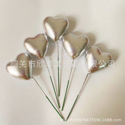 Heart shape glossy Silver ball 10p