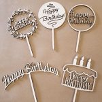 Happy Birthday wooden cake topper
