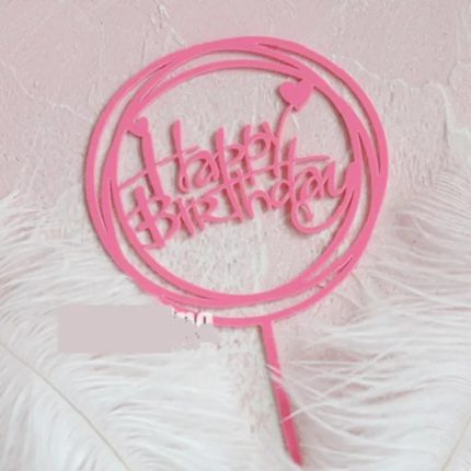 HBD pink 2 round topper