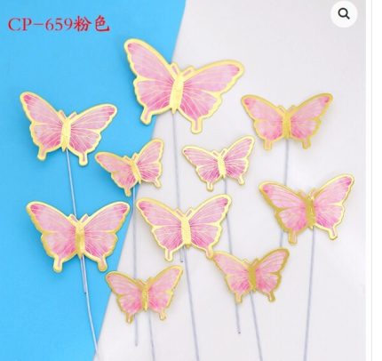 Golden Striped deep Pink Butterfly 3267s3