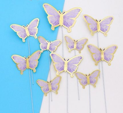 Golden Striped deep Purple Butterfly 3265s3