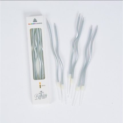 Birthday Curved Candle silver- 6p packet